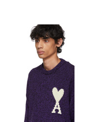 AMI Alexandre Mattiussi Purple And Black Oversized Ami De Coeur Sweater