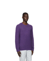Helmut Lang Purple Brushed Alpaca Crewneck Sweater