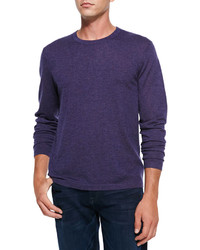 Neiman Marcus Superfine Cashmere Crewneck Sweater Violet
