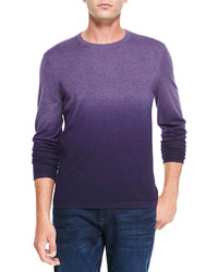 Neiman Marcus Superfine Dip Dye Cashmere Crewneck Sweater Lavendervioletdark Violet