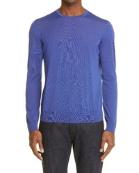 Giorgio Armani Wool Crewneck Sweater In Blue At Nordstrom