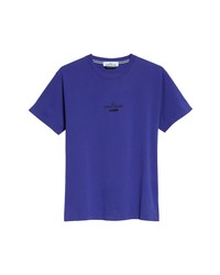 Stone Island Archivio Logo Gart Dyed Cotton Graphic Tee In Bright Blue At Nordstrom