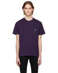 MAISON KITSUNÉ Purple Classic Fox Patch Pocket T Shirt
