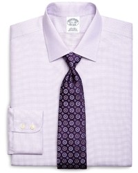 Brooks Brothers Supima Cotton Non Iron Slim Fit Spread Collar Dobby Textured Solid Luxury Dress Shirt