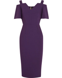 Roland Mouret Awalton Cold Shoulder Crepe Dress Purple