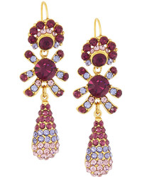 Jose & Maria Barrera Golden Pave Crystal Triple Drop Earrings Amethyst