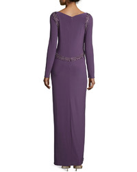 Mignon Long Sleeve Embellished Gown Thistle