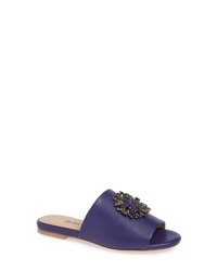 Violet Embellished Leather Flat Sandals