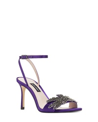 Violet Embellished Satin Heeled Sandals