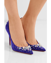 Christian Louboutin Candidate 100 Embellished Suede Pumps Purple