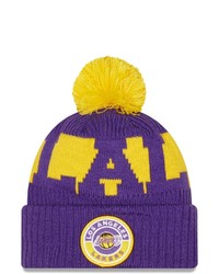 New Era Purple Los Angeles Lakers Sport Logo Cuffed Knit Hat With Pom At Nordstrom