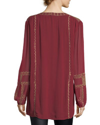 Tolani Lauren Long Sleeve Embroidered Boho Blouse Plus Size