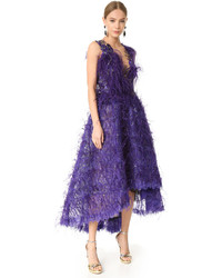 Violet Embroidered Evening Dress