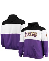 FANATICS Branded Blackpurple Los Angeles Lakers Big Tall Colorblock Wordmark Pullover Hoodie