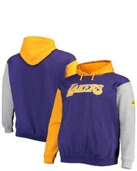 FANATICS Branded Purplegold Los Angeles Lakers Big Tall Double Contrast Pullover Hoodie