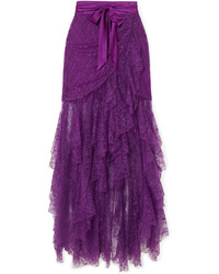 Violet Embroidered Lace Maxi Skirt