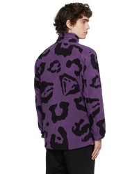 Billionaire Boys Club Purple Leopard Zip Fleece Sweatshirt