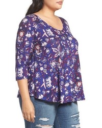 Lucky Brand Plus Size Floral Swing Top