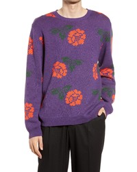Violet Floral Crew-neck Sweater