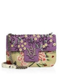 Alexander McQueen Insignia Floral Embroidered Leather Chain Satchel