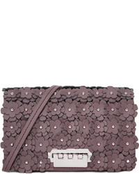 Violet Floral Leather Crossbody Bag