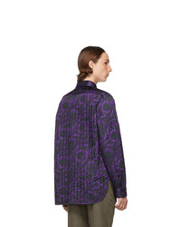 Dries Van Noten Purple And Black Floral Military Shirt