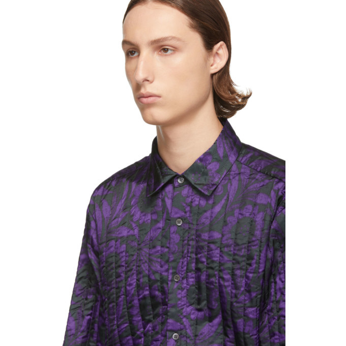 Dries Van Noten Purple And Black Floral Military Shirt, $324 | SSENSE ...