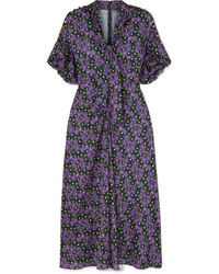 Violet Floral Midi Dress