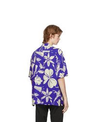 Paul Smith Blue Floral Cutout Short Sleeve Shirt