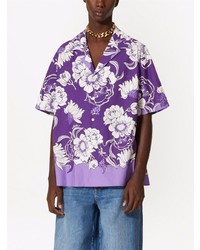 Valentino Floral Pattern Camp Collar Shirt