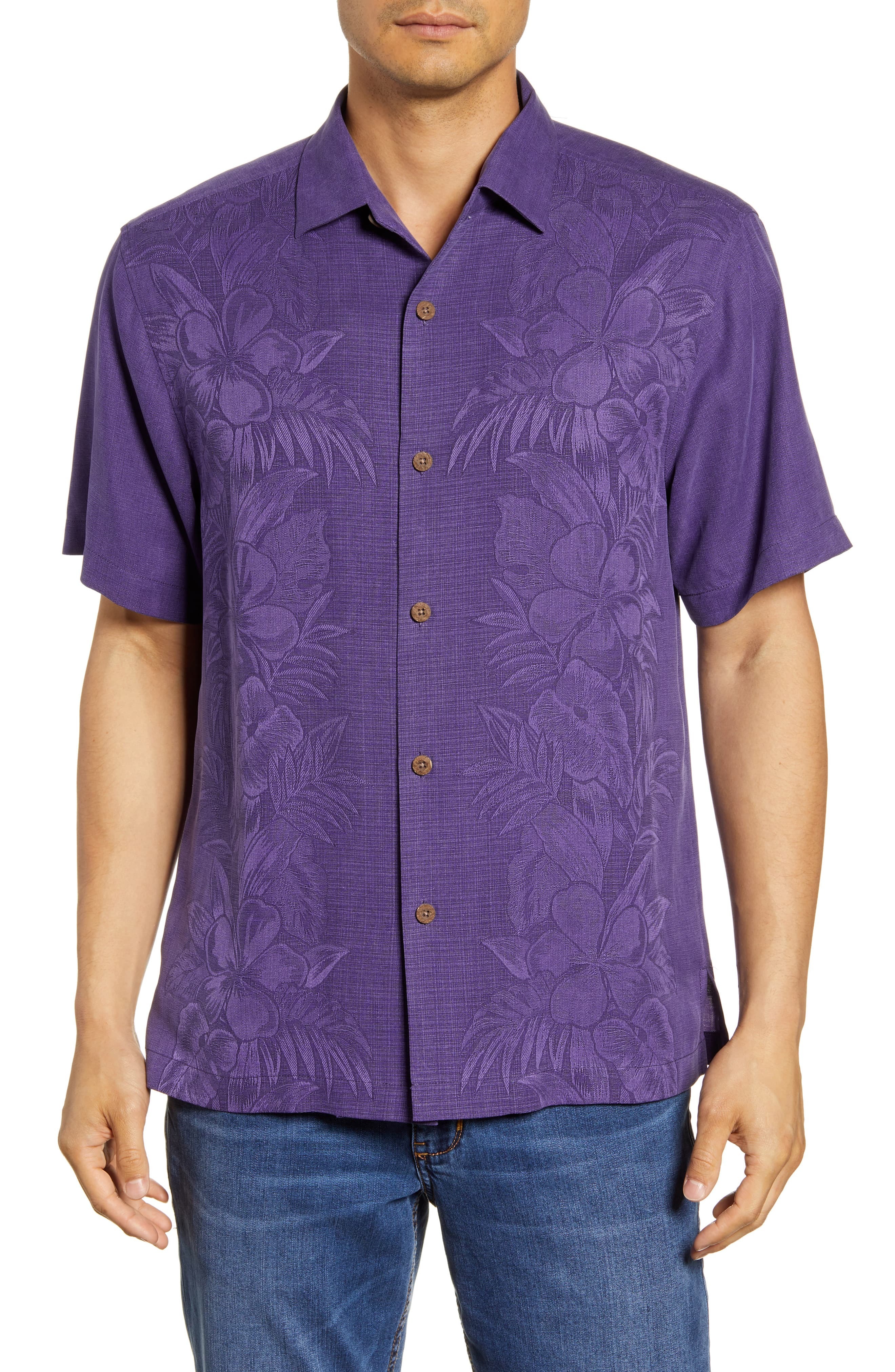 Tommy Bahama Men's Tahitian Border Camp Shirt in Spring Purple