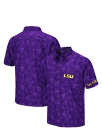 Colosseum Purple Lsu Tigers Molokai Camp Button Up Shirt