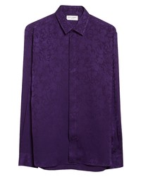 Saint Laurent Floral Silk Button Up Shirt In 5100