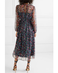 Saloni Yasmeen Floral Print Silk Chiffon Midi Dress