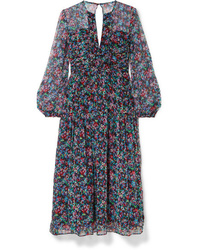 Saloni Yasmeen Floral Print Silk Chiffon Midi Dress
