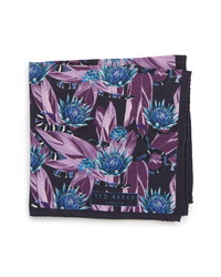 Violet Floral Silk Pocket Square
