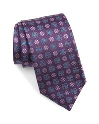 Canali Floral Medallion Silk Tie In Purple At Nordstrom