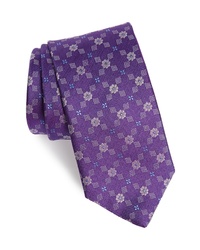 David Donahue Geometric Flower Silk Tie
