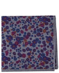 Violet Floral Wool Pocket Square