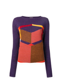 Violet Geometric Crew-neck Sweater