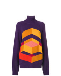 Violet Geometric Oversized Sweater