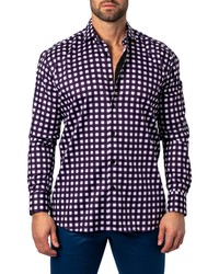 Maceoo Einstein Contemporary Fit Purple Check Button Up Shirt At Nordstrom