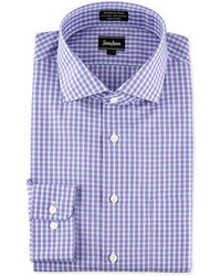 Neiman Marcus Non Iron Classic Fit Gingham Checked Dress Shirt Purple