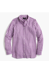 J.Crew Petite Relaxed Boy Shirt In Crinkle Gingham
