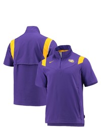 Nike Purple Lsu Tigers 2021 Coaches Short Sleeve Quarter Zip Jacket At Nordstrom
