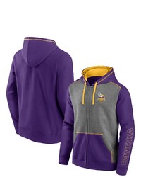 FANATICS Branded Heathered Charcoalpurple Minnesota Vikings Expansion Full Zip Hoodie In Heather Charcoal At Nordstrom
