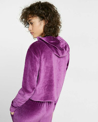 Express One Eleven Abbreviated Velour Hoodie