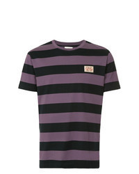 Violet Horizontal Striped Crew-neck T-shirt