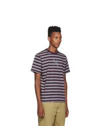 Noah NYC Purple And Grey Striped Bouquet T Shirt