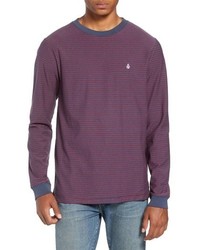 Violet Horizontal Striped Long Sleeve T-Shirt